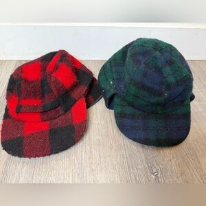 Lot of 2 Wool Plaid Caps – Pendleton + Vintage – Project / Repair Lot